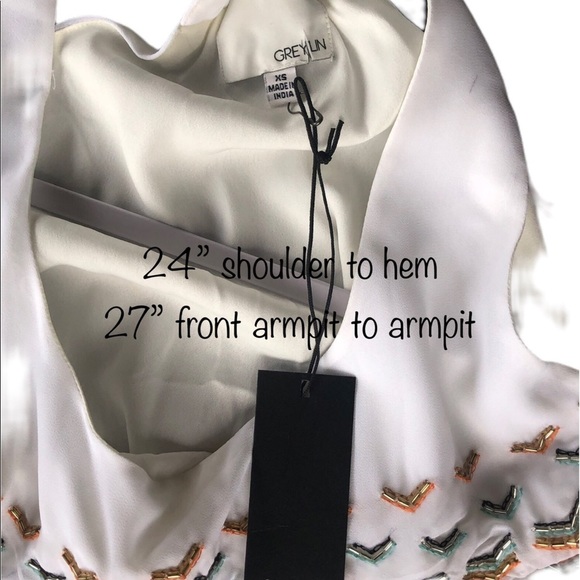 NWT Greylin XS Beaded Racer Back Tank White Lined - Picture 11 of 13